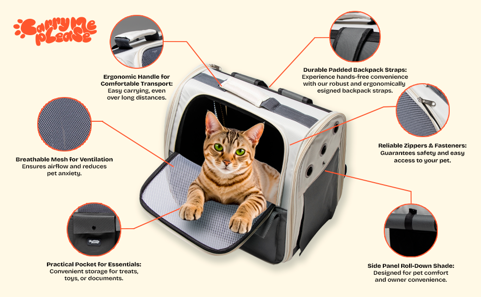 Carry Me Please Backpack Carrier for Small Cats and Dogs