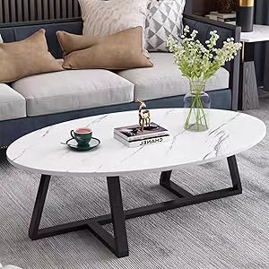 Amazon.com: Wolawu Coffee Table Small Oval Table,White Faux