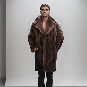 Lisa Colly Men's Faux Fur Coat Jacket Winter Fluffy Coat Outwear