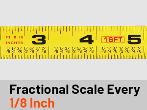 Fractional scale every 1/8 inch