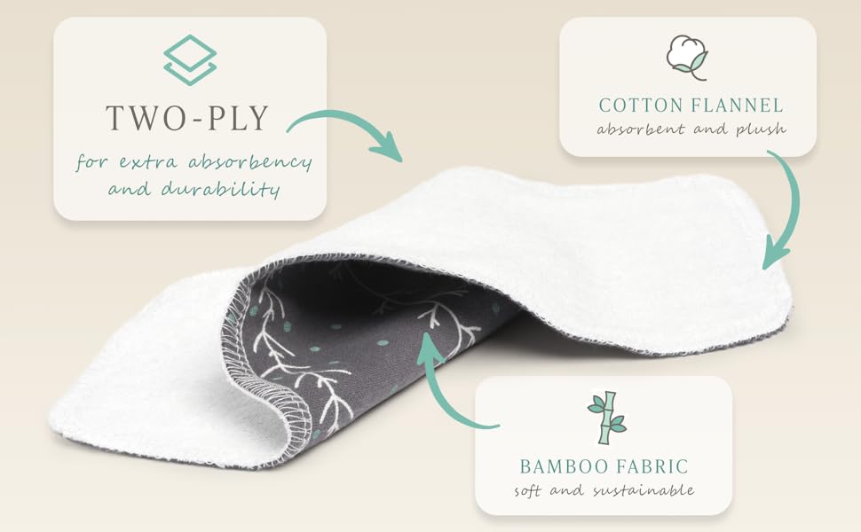 two ply reusable toilet paper cloth wipes