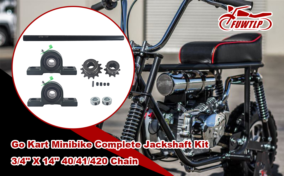 FUWTLP Jackshaft Go Kart Minibike Complete Jackshaft Kit 3/4" X 14" 40/41/420 Chain