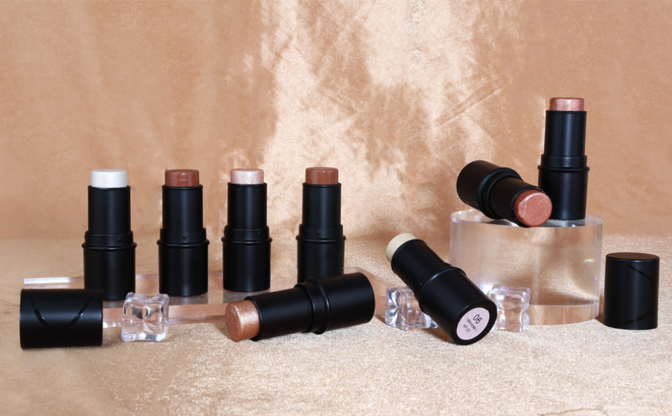 evpct 2Pcs Face Cream Contour Stick Bronzer Stick Highlighter Stick Illuminator Makeup Glow Kit