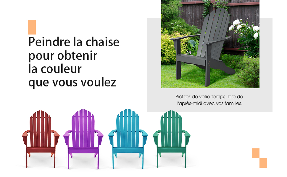 RELAX4LIFE Fauteuil Adirondack En Bois Acacia Massif, Certifié FSC, Résistant Aux Intempéries,Chaise D'Extérieur Charge Max 160 KG Pour Balcon, Terrasse, Plage, Naturel 17 6