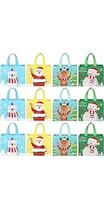 12PCS Christmas Tote Bags with Handles