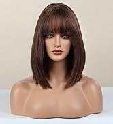 HAIRCUBE Bob Brown Wig with Bangs 