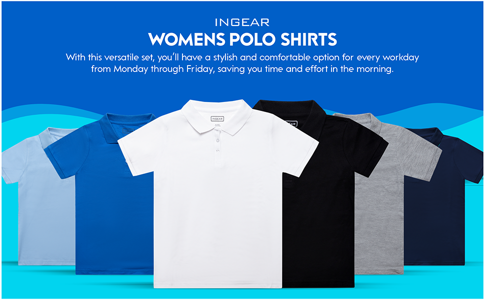 INGEAR Short Sleeve Polo Shirt for Women, Casual Uniform Top