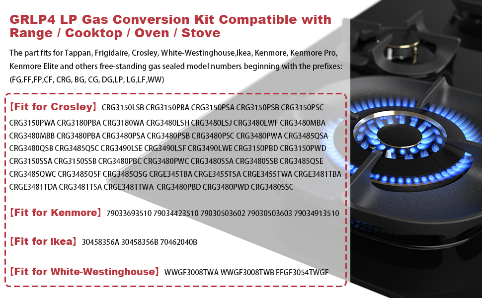 GRLP4 LP Gas Conversion Kit Replacement for Frigidaire Kenmore Electrolux Range