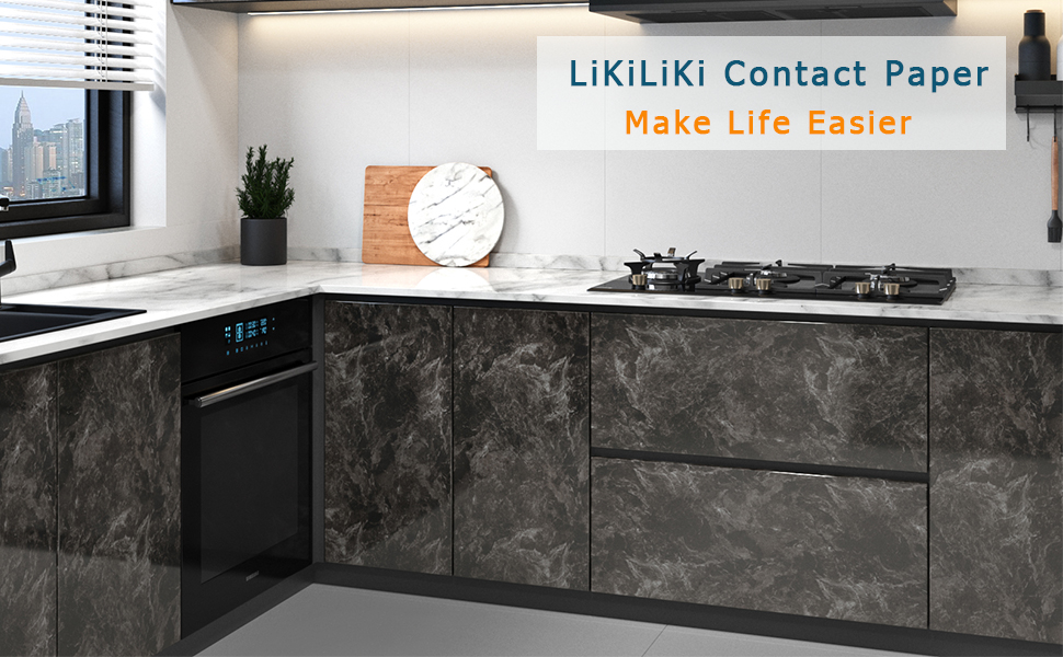 Black Marble Contact Paper Peel and Stick Countertops 15.7" x 197