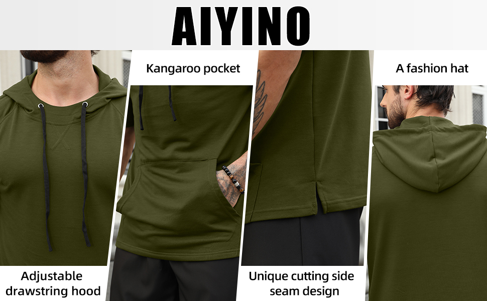 Mens Short Sleeve Gym Muscle Hooded T Shirt