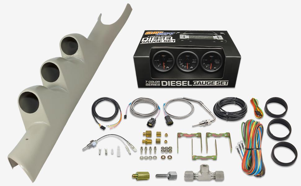 GlowShift Diesel Gauge Package Compatible with Dodge Ram