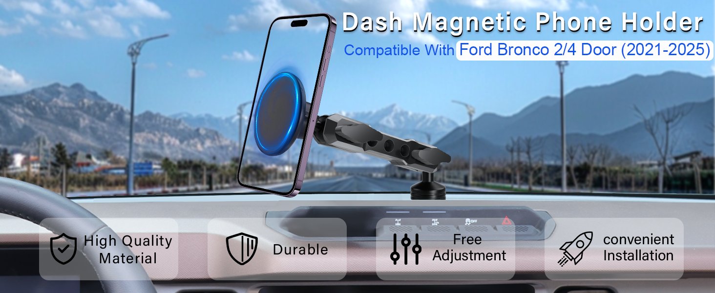 Ford Bronco dash magnetic phone mount holder, magnetic phone holder suitable  Ford Bronco 2021-2025.