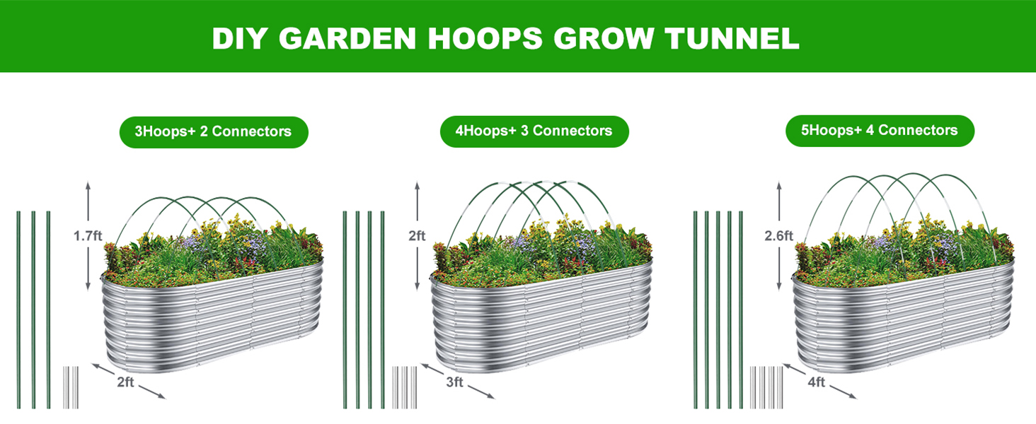 50pcs Greenhouse Hoops Grow Tunnel Garden Bed Stakes