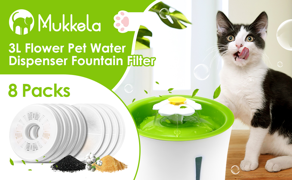 Cat Water Fountain Filters, 8 Pack Triple Action Water