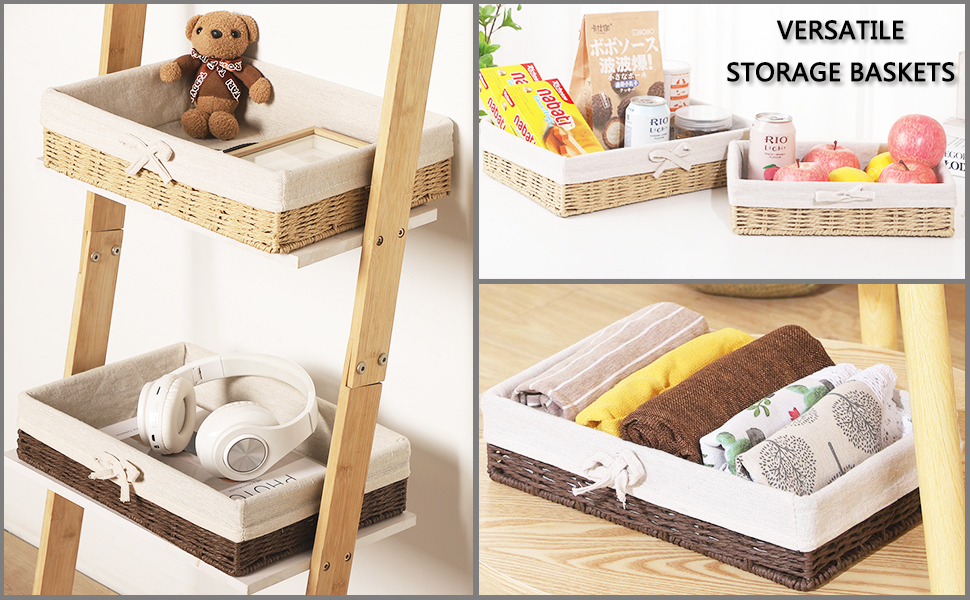 Handmade Woven Storage Baskets with Removable Liner