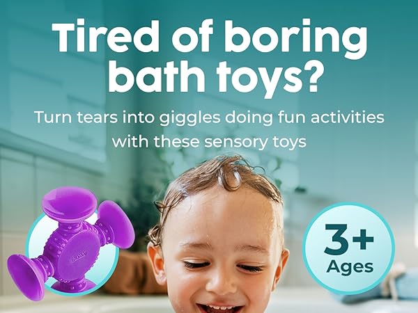 BUNMO Suction Bath Toys Textured Silly Suckers 10PK