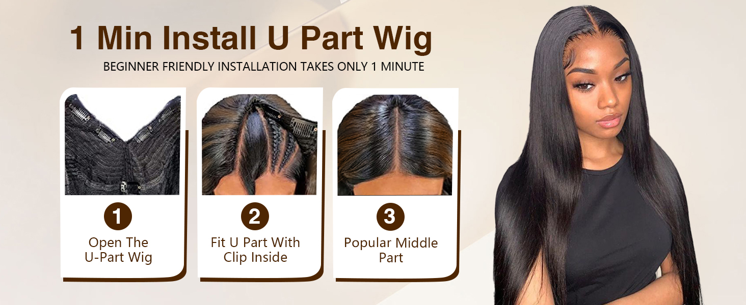 Homgoss EasiContour U Part Wigs Human Hair For Women