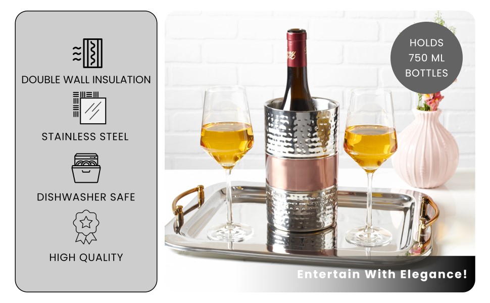 Sol Living Wine Chiller Bucket Beverage Tub Double Wall