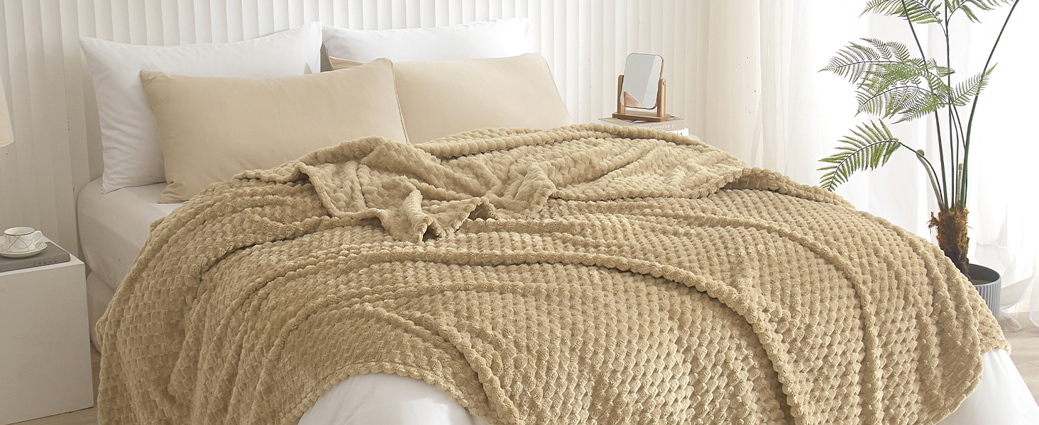PHF Ultra Soft Flannel Fleece Blanket Queen Size, 340GSM 3D