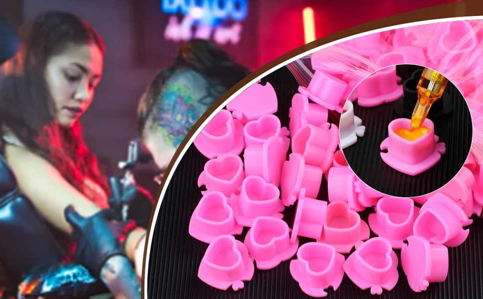 Disposable Tattoo Ink Cups Heart Shaped