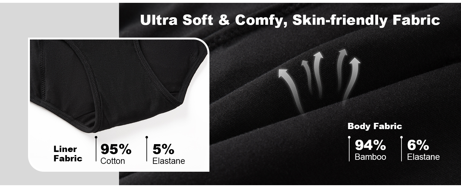 EcoPeriod Bamboo Period Underwear for Women Heavy Flow High Waist Postpartum Underwear