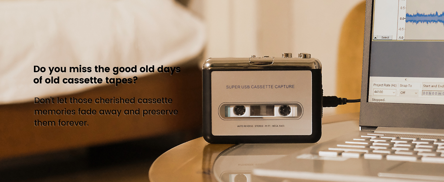 Reshow Cassette Player Portable Tape Player Captures MP3 Audio Music