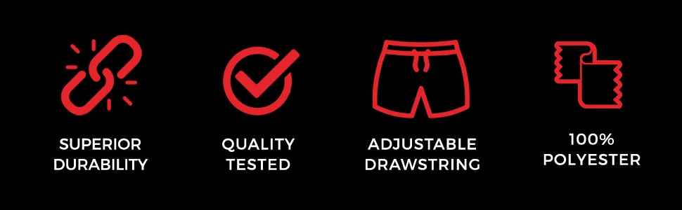 Superior durability, quality tested, adjustable drawstring, 100% polyester.