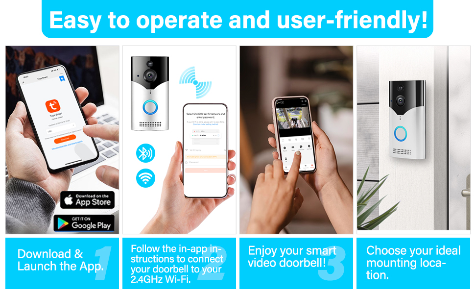 video doorbell wireless door bell home family doorbells 2.4g wifi night vision two way audio