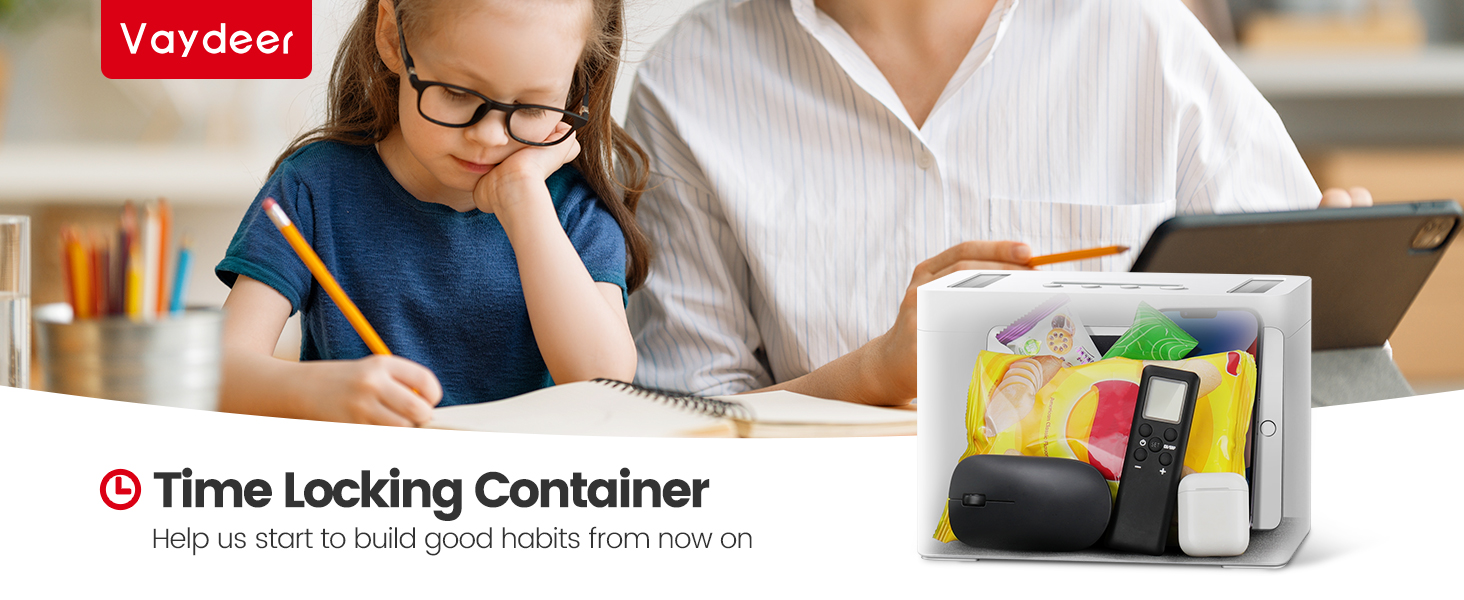 Vaydeer Metal Timed Lock Box, Timer Lock Box with Child Lock and LED