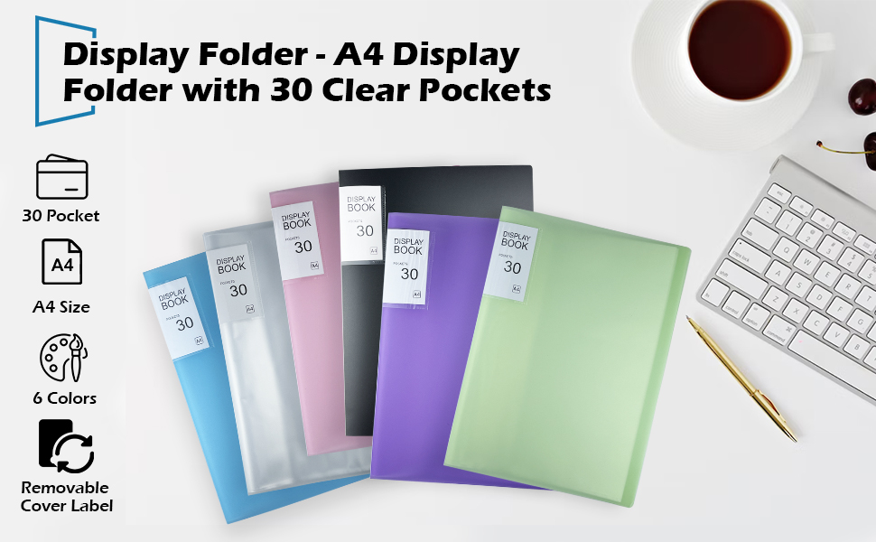 KALAHOL 6Pcs A4 Display Book 30 Pockets, Display Folders A4 with
