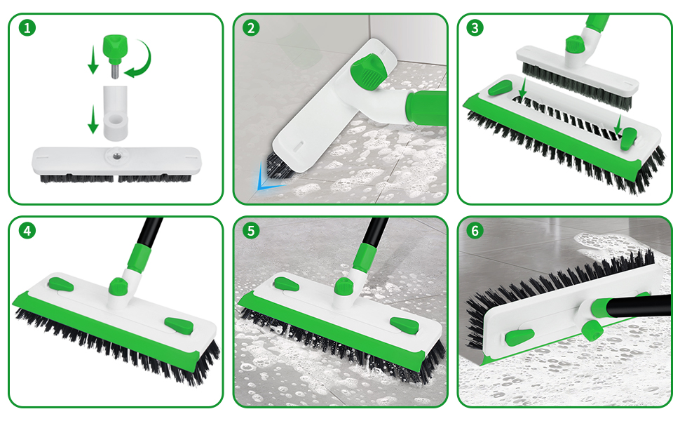 how to install the 3-in-1 scrub brush starter kit? Screw the knob then put in, lock in in place