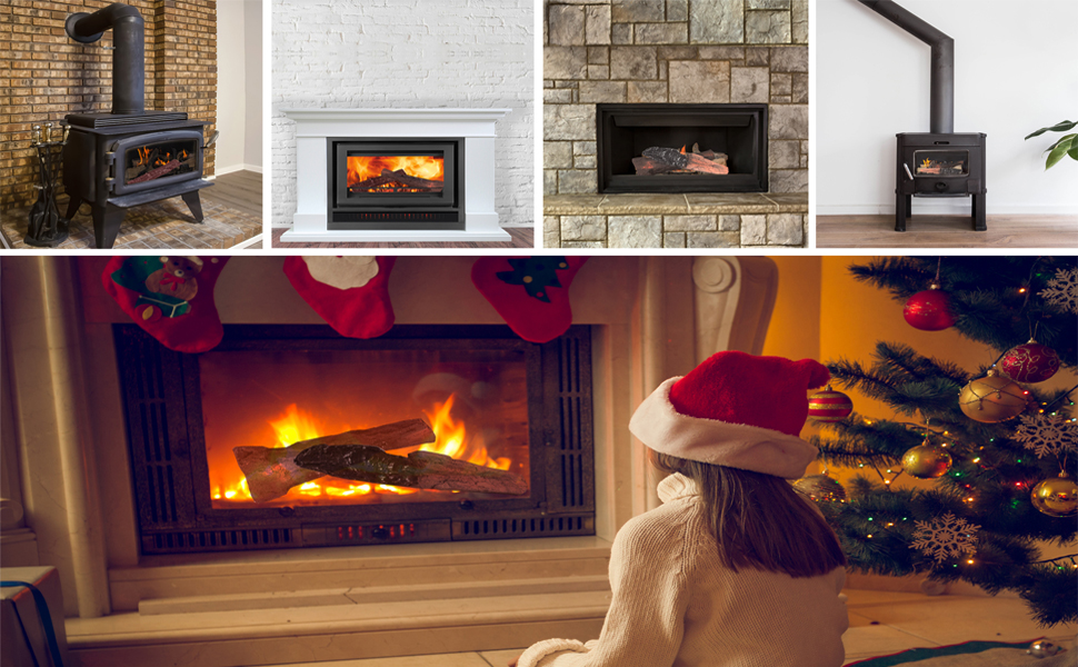 HEXELE Faux Gas Fireplace Logs Set, 22 inch Large Ceramic