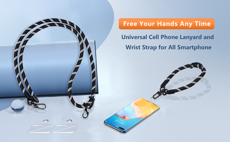 AHABIPERS Phone Lanyard, Nylon Phone Lanyard Neck Strap + Wrist Strap