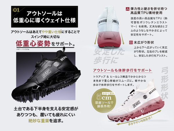 BEAXIS ブラック バランスコア ターフ スパイクレス ゴルフ シューズ BEAXIS ブラック バランスコア ターフ スパイクレス ゴルフ