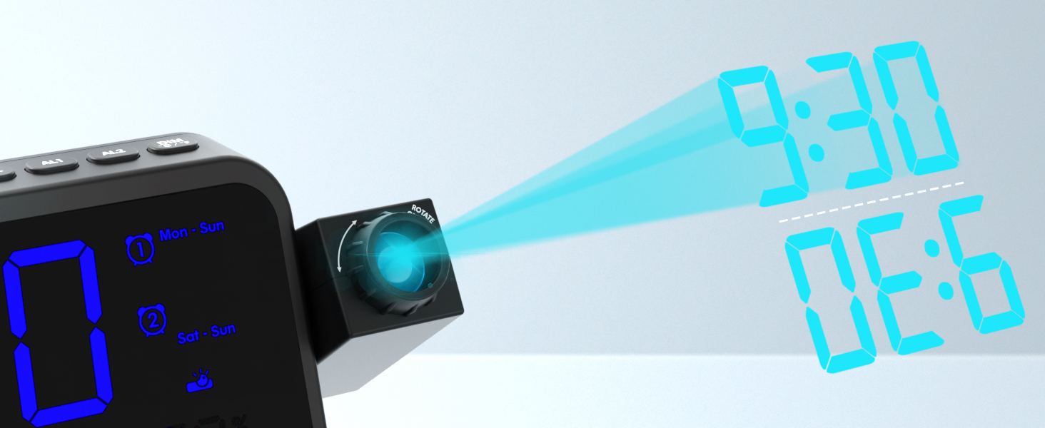 ROCAM Projection Alarm Clock for Bedroom, Digital Clock