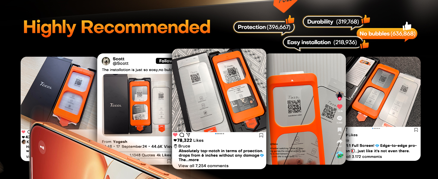 Orange and black interface screenshots showing 'Highly Recommended' text and navigation elements, appears to be from a digital application or website.