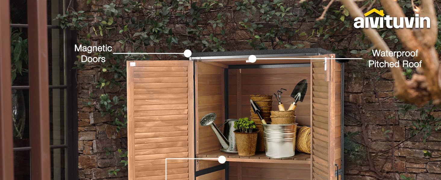 Aivituvin Outdoor Storage Shed with Floor Strong Metal