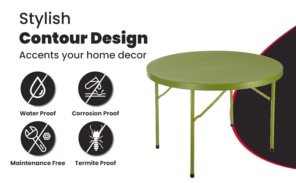 Supreme Furniture Disc Foldable, Round Plastic Table