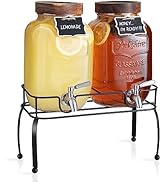 Mustry Glass Drink Dispenser for Parties, 1 Gallon Beverage Dispenser with Stand and Spigot Solid...