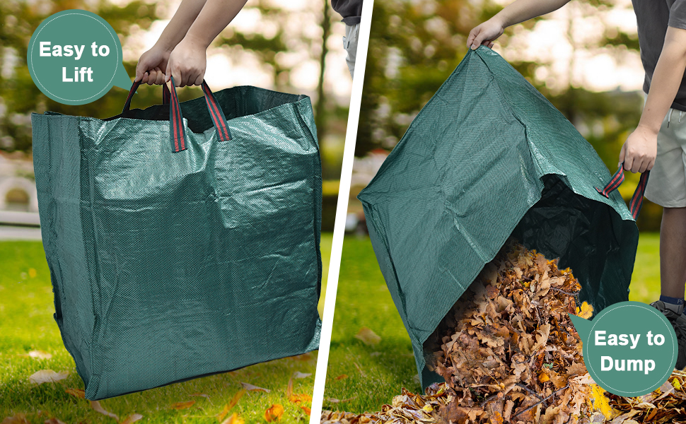 IWNTWY 2Pack 33 Gallons Reusable Yard Bags, Foldable Lawn Bags Garden Leaf Bag with