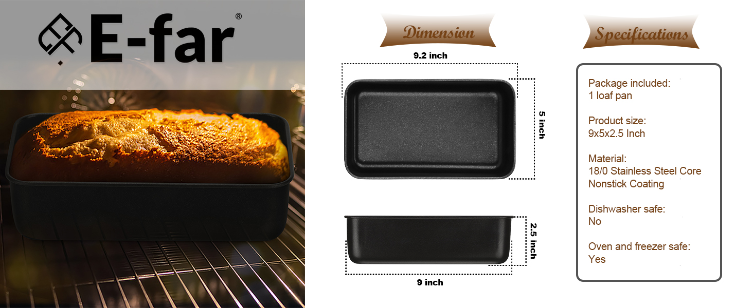 Efar Nonstick Bread Loaf Pan Set, 9x5 Inch Stainless Steel
