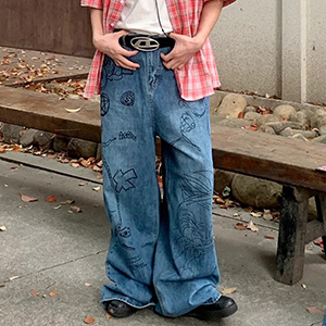 Amazon.com: Men's Jeans Baggy Pants Y2K Hip Hop Jeans Vintage