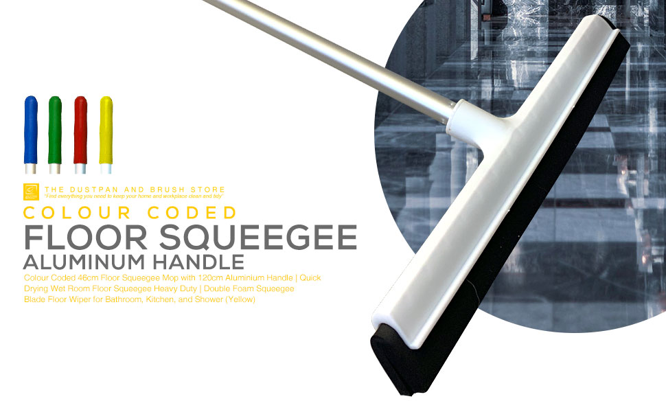 Colour Coded 46cm Floor Squeegee Mop with 120cm Aluminium Handle