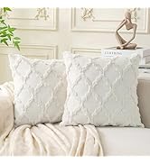 Cozoomy Set of 2 Soft Moroccan Throw Pillow Covers 18x18 Inch Plush Boho Decorative Pillow Cover ...