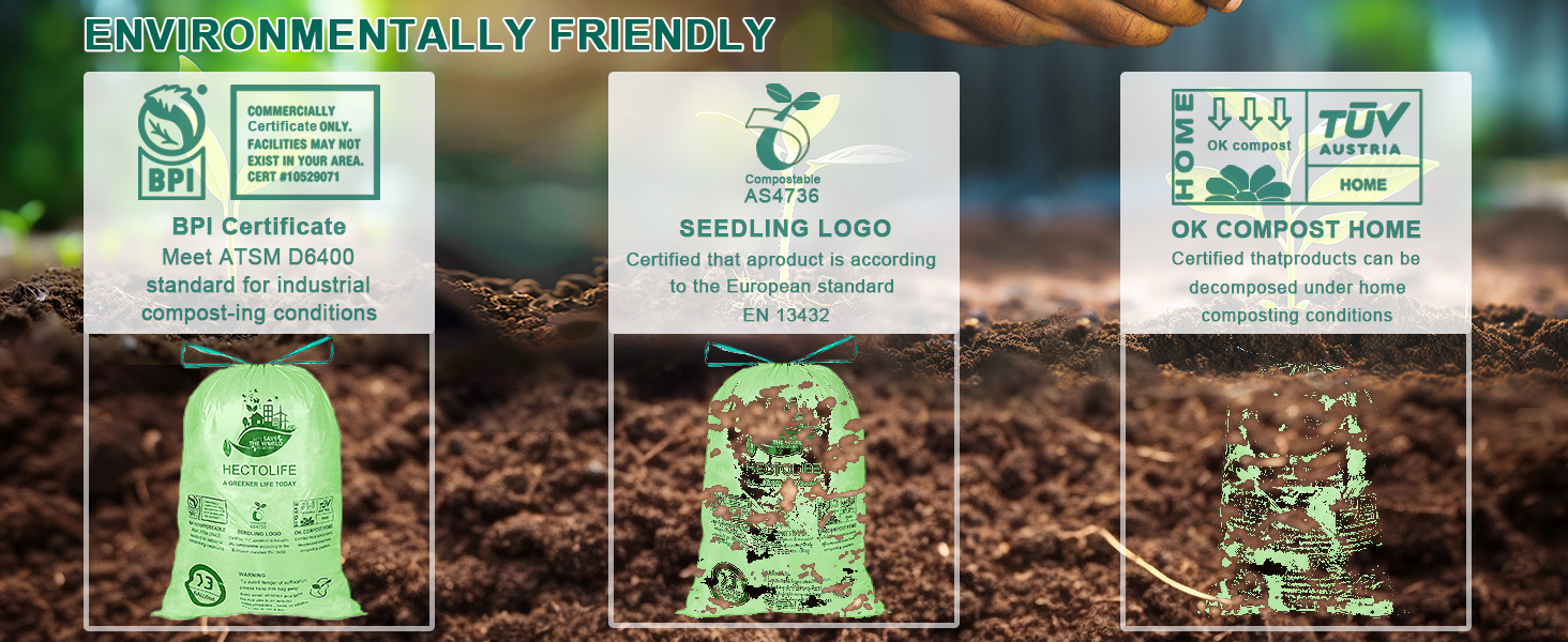 Compostable Trash Bags with Drawstring