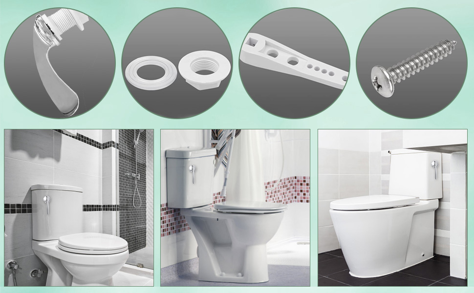 CAEEKER Toilet Flush Handle, Alloy Toilet Cistern Lever Flush Handle