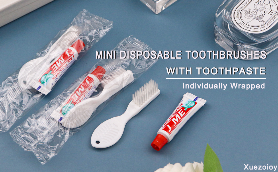 Disposable Toothbrush with Toothpaste Mini Pack of 60,White