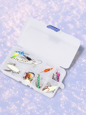 ice fishing jig lure with tackle box
