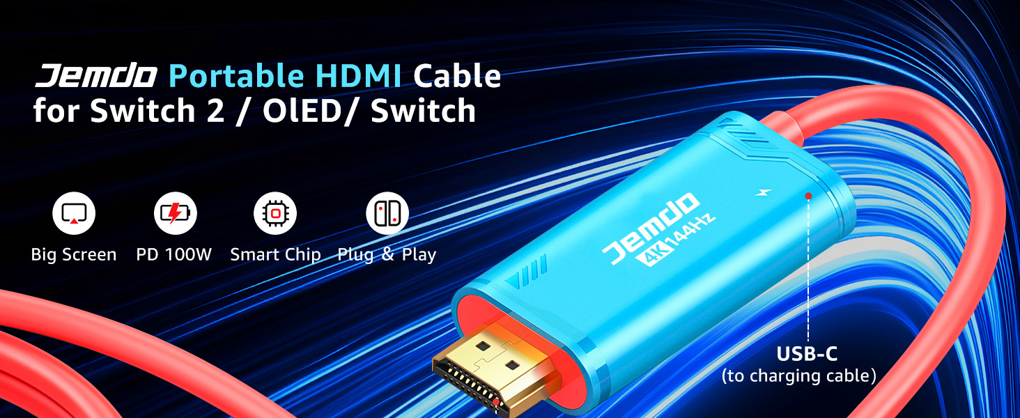 For Switch/OLED/Switch 2 HDMI Cable