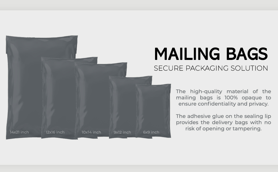 Mailing Bags, Grey Parcel Delivery Bags with SelfSeal Closure
